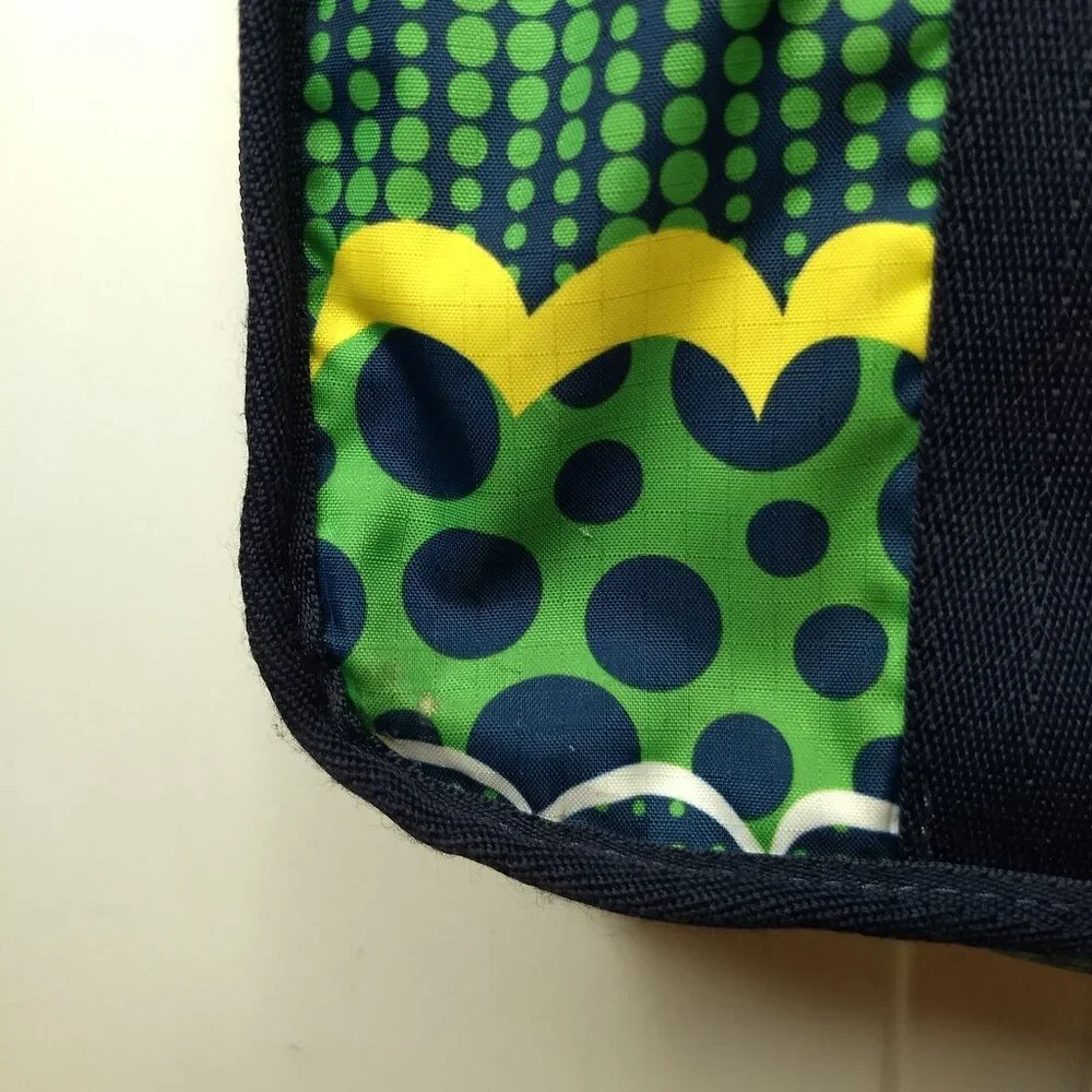 Lesportsac Zippered Laptop Bag Green Yellow Blue White Abstract Pattern School